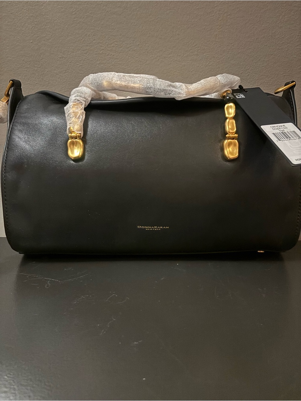 Donna Karan New York Crinoline Satchel featuring distinct gold-tone beaded top